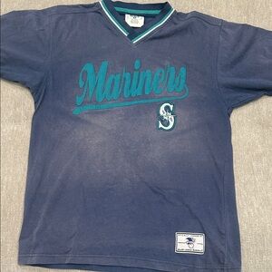 Vintage Lee Seattle Mariners sun faded Navy Blue v-neck shirt